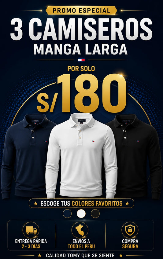 Camiseros Tommy Manga larga 3 x 180 soles
