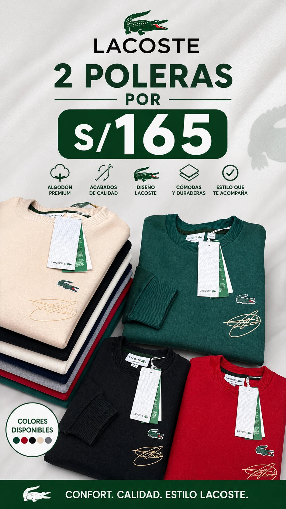 Polera Lacoste New 2 x 165 soles
