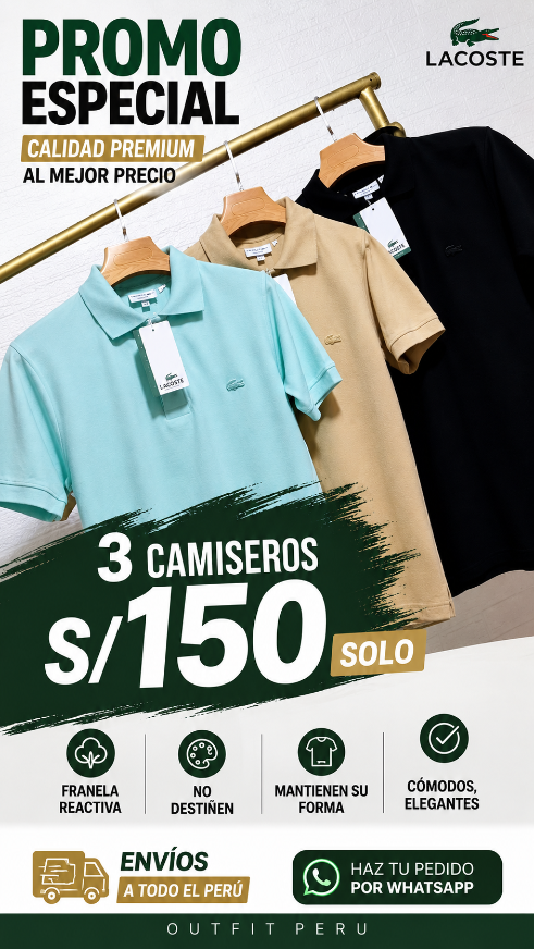 Combo Lacoste Paris || 3 Polos Camiseros Lacoste |